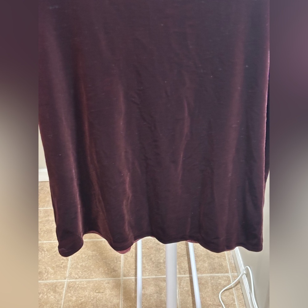 Ann Taylor Burgundy Velvet Tee Top Small - Picture 4 of 9